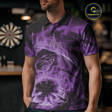 Load image into Gallery viewer, Custom Purple Flame Grim Reaper Halloween Dart Men Polo Shirts For Team, Dart Jerseys IPHW10032