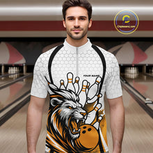 Load image into Gallery viewer, Custom Yellow Lion Bowling Men Quarter-Zip Shirt, Lion Bowling Team League Shirt IPHW10126