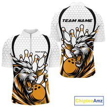 Load image into Gallery viewer, Custom Yellow Lion Bowling Men Quarter-Zip Shirt, Lion Bowling Team League Shirt IPHW10126