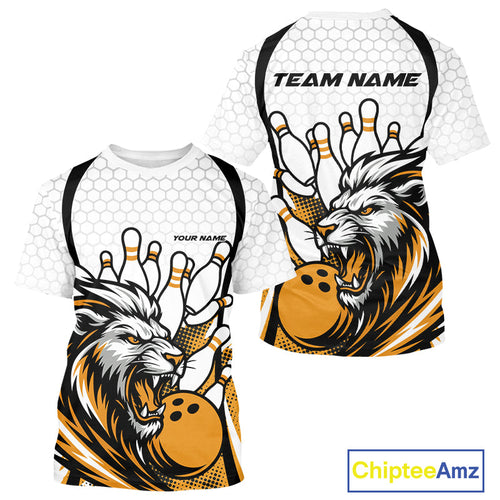 Custom Yellow Lion Bowling Men T-Shirts, Lion Bowling Team League IPHW10126