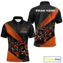 Load image into Gallery viewer, Custom Black And Orange Flame Men Bowling Shirts, Bowling League Shirt Bowler Jerseys IPHW11292