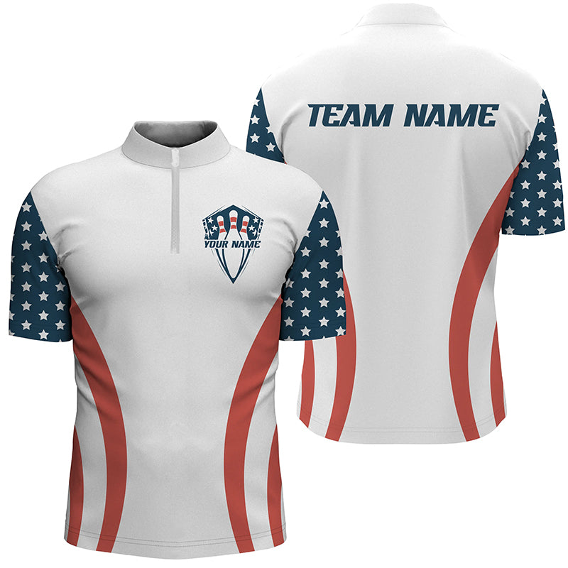 Custom American Flag Bowling Team Jerseys, Patriotic Bowling Tournament Bowling Team Shirts IPHW6613