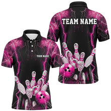 Load image into Gallery viewer, Black And Pink Thunder Lightning Custom Bowling Shirts For Men, Team Jerseys Bowlers Gift IPHW7158
