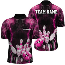 Load image into Gallery viewer, Black And Pink Thunder Lightning Custom Bowling Shirts For Men, Team Jerseys Bowlers Gift IPHW7158