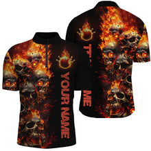 Load image into Gallery viewer, Custom Flame Skull Bowling Shirts For Men, Halloween Bowling Outfits For Bowling Team IPHW7169