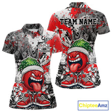 Load image into Gallery viewer, Custom Funny Christmas Bowling Women Polo Shirts, Crazy Bowling Ball Xmas Outfit IPHW10129