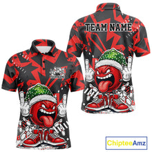 Load image into Gallery viewer, Custom Funny Christmas Bowling Men Polo Shirts, Crazy Bowling Ball Xmas Outfit IPHW10130