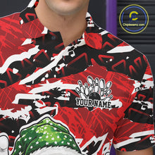 Load image into Gallery viewer, Custom Funny Christmas Bowling Men Polo Shirts, Crazy Bowling Ball Xmas Outfit IPHW10131