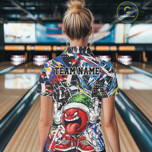 Load image into Gallery viewer, Custom Funny Colorful Christmas Bowling Women Polo Shirts, Crazy Ball Xmas Outfit IPHW10133