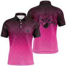 Load image into Gallery viewer, Bowling Heartbeat Pulse Line Pink Argyle Custom Bowling Team Shirts For Men And Women IPHW6444