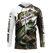 Load image into Gallery viewer, Musky Fishing Custom Long Sleeve Tournament Shirts, Camouflage Muskie Fishing Jerseys IPHW6626