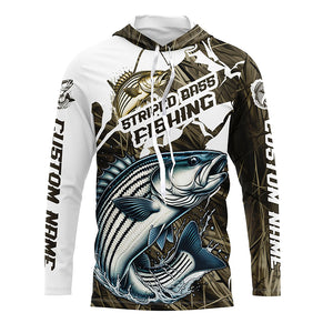 Striped Bass Fishing Custom Long Sleeve Tournament Shirts, Camouflage Striper Fishing Jerseys IPHW6627