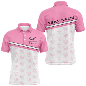 Pink Bowling Shirts For Men, Bowling Uniform Custom Bowling League Shirts IPHW6962