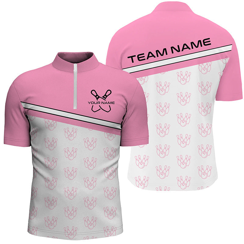 Pink Bowling Shirts For Men, Bowling Uniform Custom Bowling League Shirts IPHW6962