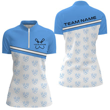 Load image into Gallery viewer, Blue Bowling Shirts For Women, Bowling Uniform Custom Bowling League Shirts IPHW6963