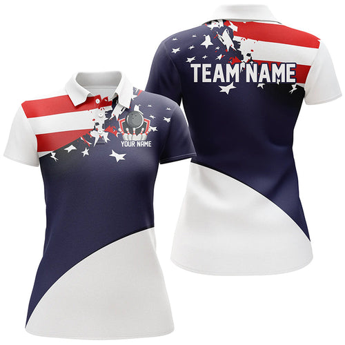 Custom American Flag Bowling Jerseys For Women, Patriotic Bowling Shirts IPHW6968