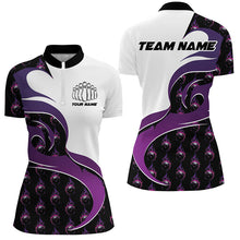 Load image into Gallery viewer, Customized Purple Flame Bowling Polo Shirts For Women, Bowling Team Shirts Outfit Bowling IPHW6972