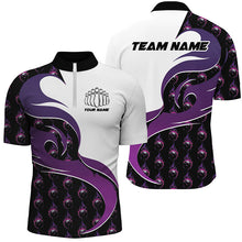 Load image into Gallery viewer, Customized Purple Flame Bowling Polo Shirts For Men, Bowling Team Shirts Outfit Bowling IPHW6972