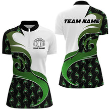 Load image into Gallery viewer, Customized Green Flame Bowling Polo Shirts For Women, Bowling Team Shirts Outfit Bowling IPHW6973