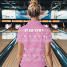 Load image into Gallery viewer, Custom Funny Santa Christmas Women Bowling Polo Shirts, Pink Xmas Bowling Team Outfit IPHW10140