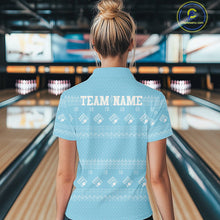 Load image into Gallery viewer, Custom Funny Santa Christmas Women Bowling Quarter-Zip Shirts, Blue Xmas Team Outfit IPHW10142