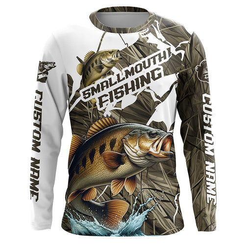 Custom Smallmouth Bass Fishing Long Sleeve Tournament Fishing Shirts, Smallmouth Fishing Jerseys IPHW6453