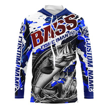 Load image into Gallery viewer, Personalized Bass Fisherman Long Sleeve Fishing Shirt, Red White And Blue Camo Fishing Jerseys IPHW6457