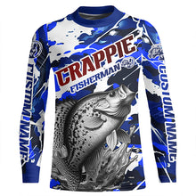 Load image into Gallery viewer, Personalized Crappie Fisherman Long Sleeve Fishing Shirt, Red White And Blue Camo Fishing Jerseys IPHW6459