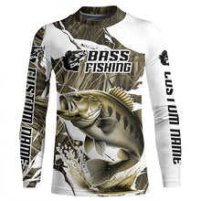 Load image into Gallery viewer, Grass Camo Custom Smallmouth Bass Fishing Long Sleeve Fishing Shirts, Smallmouth Fishing Apparel IPHW6462