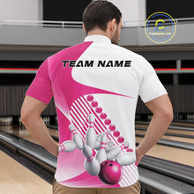 Load image into Gallery viewer, Custom White And Pink Bowling Ball And Pins Men Quarter-Zip Shirt, Bowling Team Jerseys IPHW11320