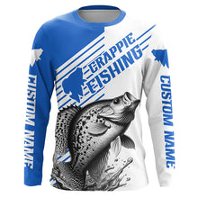 Load image into Gallery viewer, Crappie Fishing Customized Name Long Sleeve Tournament Shirts, Crappie Fishing Jerseys | Blue IPHW6652