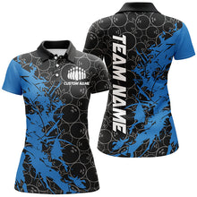 Load image into Gallery viewer, Black And Blue Customized Bowling Shirts For Women, Bowling Jerseys Team Bowling Shirts IPHW6981