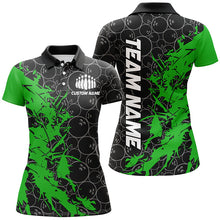 Load image into Gallery viewer, Black And Green Customized Bowling Shirts For Women, Bowling Jerseys Team Bowling Shirts IPHW6983