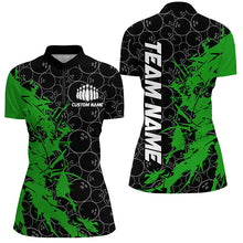 Load image into Gallery viewer, Black And Green Customized Bowling Shirts For Women, Bowling Jerseys Team Bowling Shirts IPHW6983