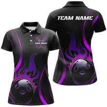 Load image into Gallery viewer, Custom Purple Flame Bowling Polo Shirts For Women, Team Bowling League Shirts IPHW6988