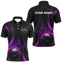 Load image into Gallery viewer, Custom Purple Flame Bowling Polo Shirts For Men, Team Bowling League Shirts IPHW6988