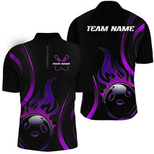 Load image into Gallery viewer, Custom Purple Flame Bowling Polo Shirts For Men, Team Bowling League Shirts IPHW6988