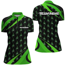 Load image into Gallery viewer, Customized Green Flame Bowling Shirts For Women, Team Bowling Jerseys With Name IPHW6991