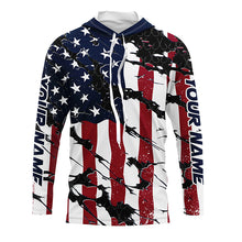 Load image into Gallery viewer, Personalized American Flag Long Sleeve Fishing Shirts Uv Protection, Patriotic Fishing Apparel IPHW6994