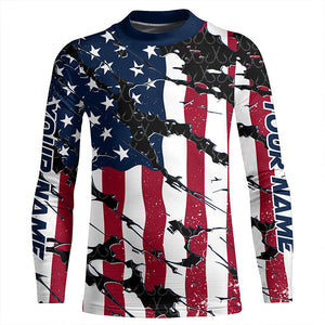 Personalized American Flag Long Sleeve Fishing Shirts Uv Protection, Patriotic Fishing Apparel IPHW6994