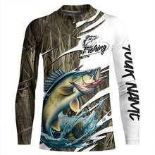 Load image into Gallery viewer, Walleye Fishing Custom Camo Long Sleeve Fishing Shirts, Walleye Fishing Tournament Apparel IPHW7196