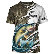 Load image into Gallery viewer, Walleye Fishing Custom Camo Long Sleeve Fishing Shirts, Walleye Fishing Tournament Apparel IPHW7196