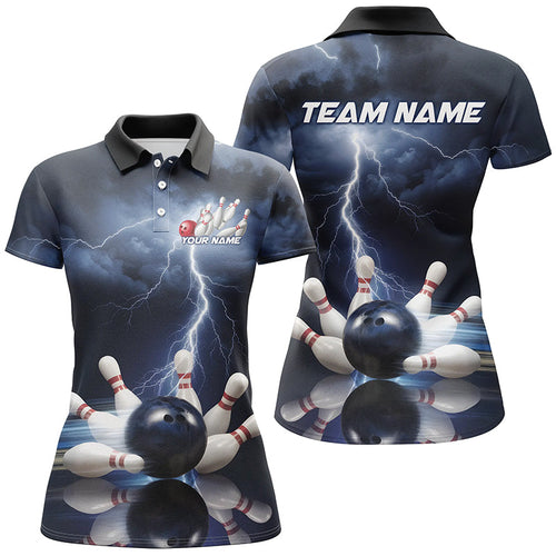 Custom Striking Thunder Lightning Ladies Bowling Shirts, Bowling Team Jersey Bowler Outfit IPHW7975