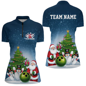 Custom Christmas Ladies Bowling Shirts, Funny Santa Bowling Tournament Shirt Bowler Gift IPHW7977