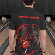 Load image into Gallery viewer, Custom Black And Red Dragon Bowling Polo Shirts For Men, Dragon Bowling Tournament Team Shirt IPHW8418