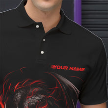 Load image into Gallery viewer, Custom Black And Red Dragon Bowling Polo Shirts For Men, Dragon Bowling Tournament Team Shirt IPHW8418