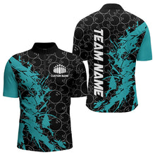 Load image into Gallery viewer, Black And Blue Custom Bowling Tournament Quarter-Zip Shirts For Men, Bowling Pattern Team Jerseys IPHW8420