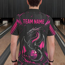 Load image into Gallery viewer, Custom Black And Pink Dragon Bowling Polo Shirts For Men, Dragon Bowling Team Uniform IPHW8640