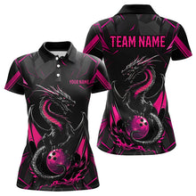 Load image into Gallery viewer, Custom Black And Pink Dragon Bowling Polo Shirts For Women, Dragon Bowling Team Uniform IPHW8640