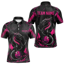 Load image into Gallery viewer, Custom Black And Pink Dragon Bowling Polo Shirts For Men, Dragon Bowling Team Uniform IPHW8640